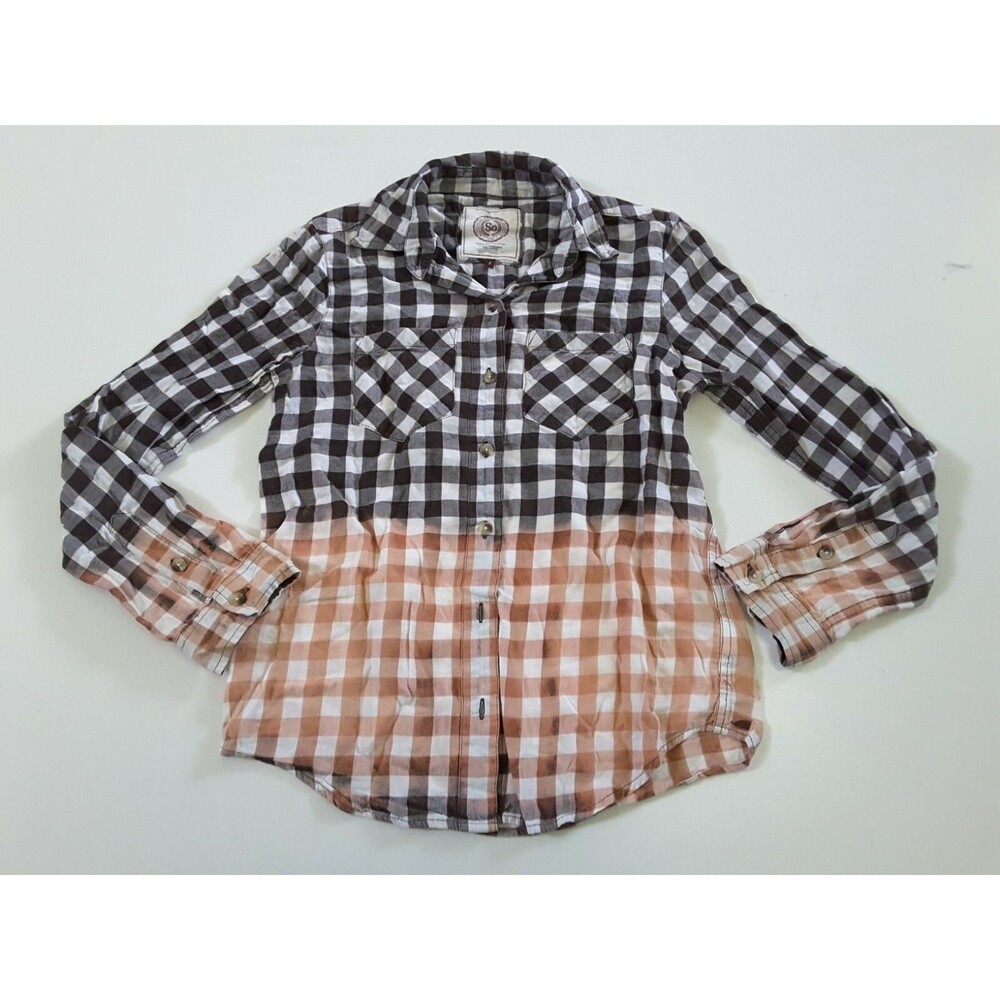 Upcycled Distressed Bleached Hand Dyed Ombre Country Grunge Rockabilly Shirt S